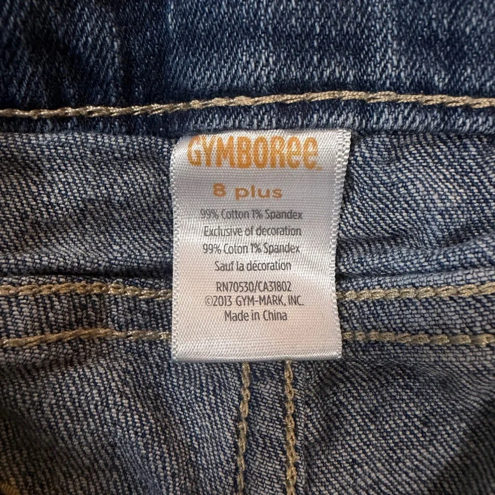 Gymboree Girls Size 8 Plus Blue Denim Jeans Button Tulip Hem Medium Wash Stretch